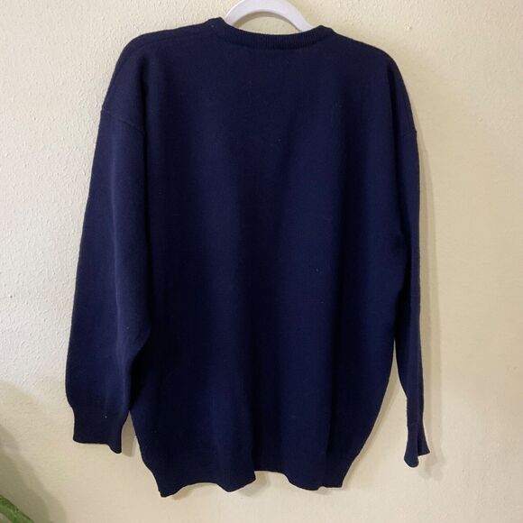 Faldo by Pringle Sweater Mens size L Blue  100% Lambswool V-Neck Jumper Golf - Picture 4 of 10